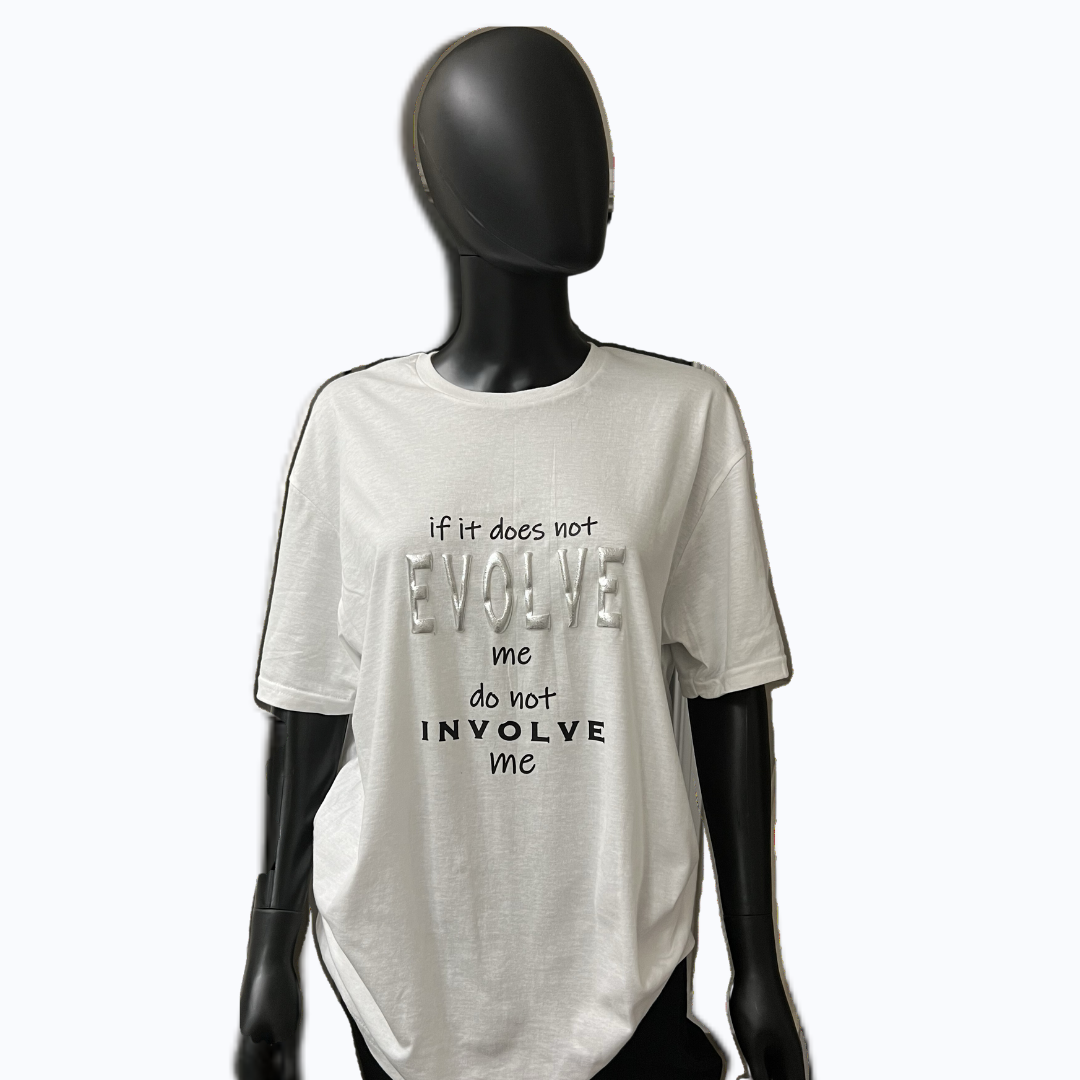 EVOLVE ME TSHIRT (SILVER METALLIC)